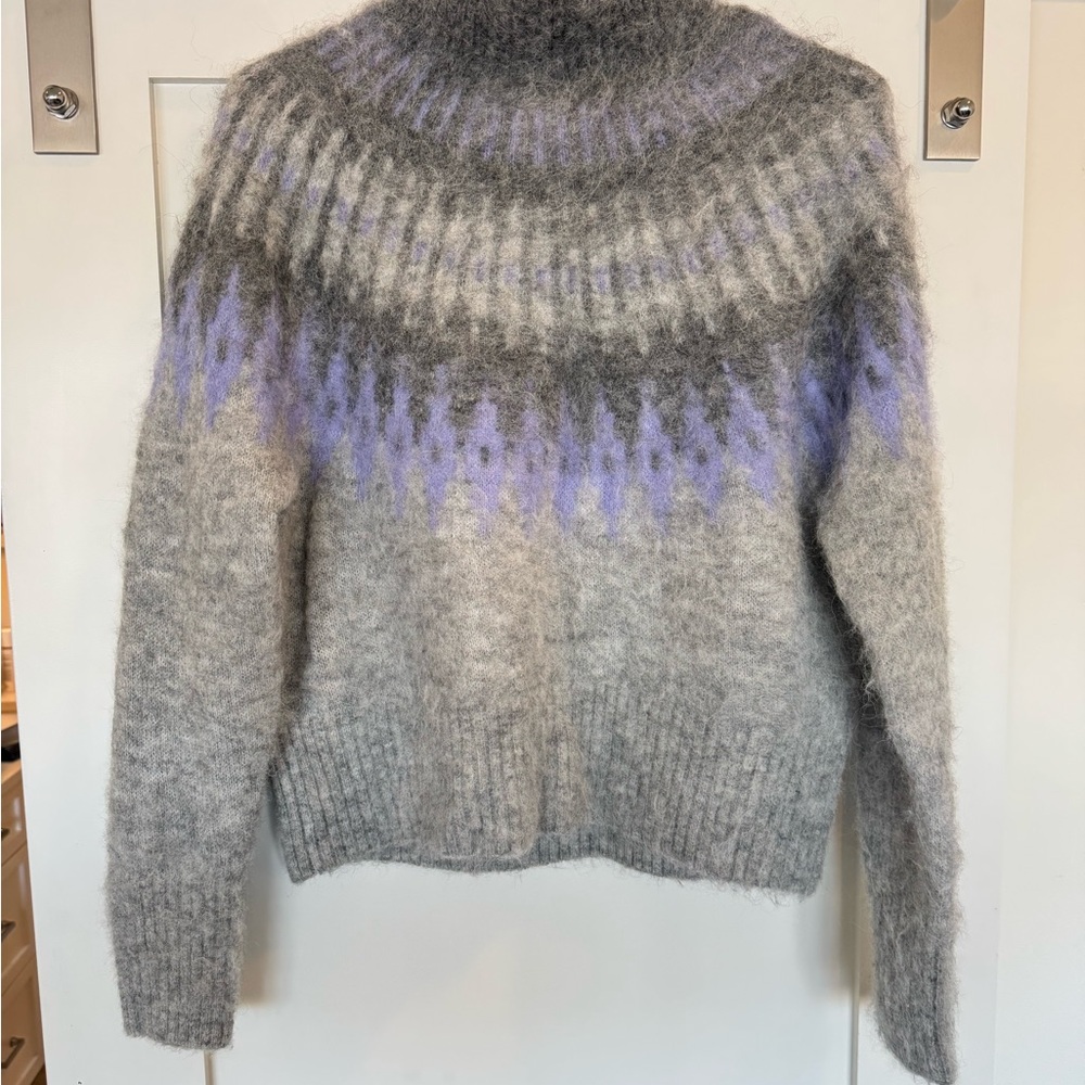 Banana Republic Gray and Lavender Alpaca Turtleneck Sweater